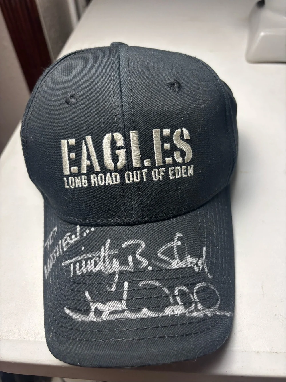 2008 Eagles Long Road Out of Eden black hat autograph Timothy B Schmit Joe Walsh